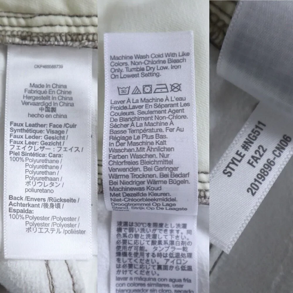 Madewell Size 32 The Perfect Vintage Faux Leather Straight Leg Pants Linen Cream - Picture 10 of 10